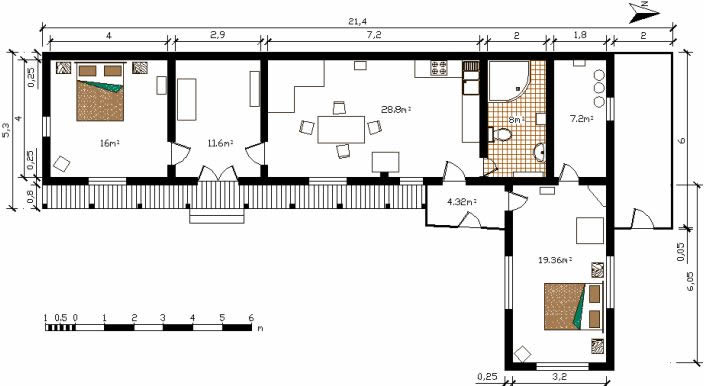 鸬鹚小屋 (88 m²) : 平面图