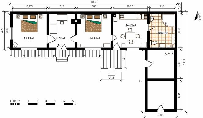 Ferienhaus »Ibis« (66 m²) : Grundriß